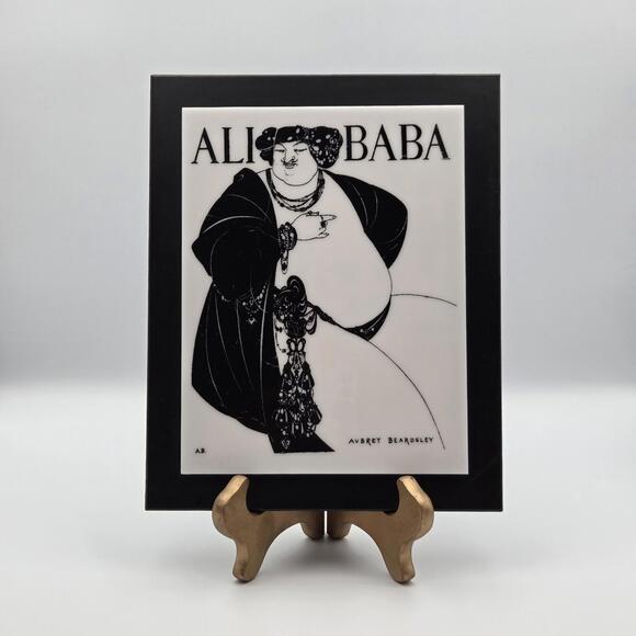 Vintage Wall Art Tile Aubrey Beardsley Ali Baba | Black and White Vintage Art - Picture 1 of 9